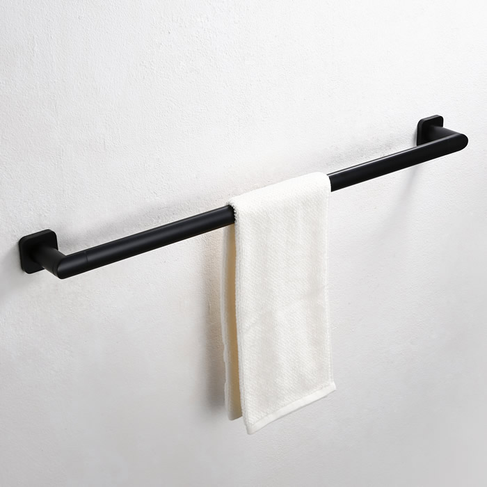 Matte Black Brass Bathroom Towel Rail Single 9011
