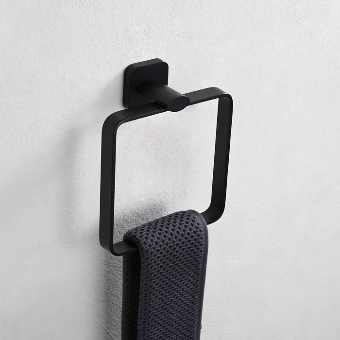 Matte Black Black Bathroom Towel Ring 9004