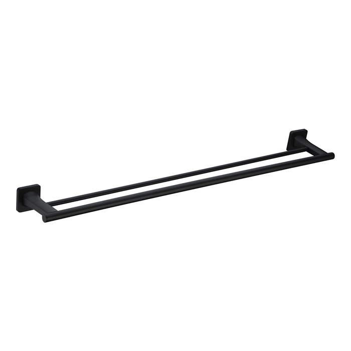 Matt Black Brass Bathroom Towel Rail Double 3912b