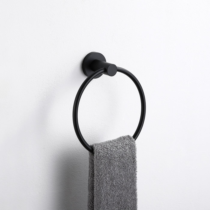 Matte Black Bathroom Towel Ring 1404B