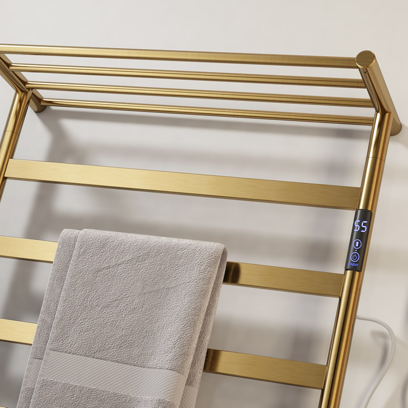 Brushed Brass Heated Towel Rack 4 Bar