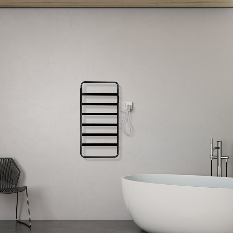 Brushed Brass Wall Mounted Electric Heated Towel Rack 6 Bar
