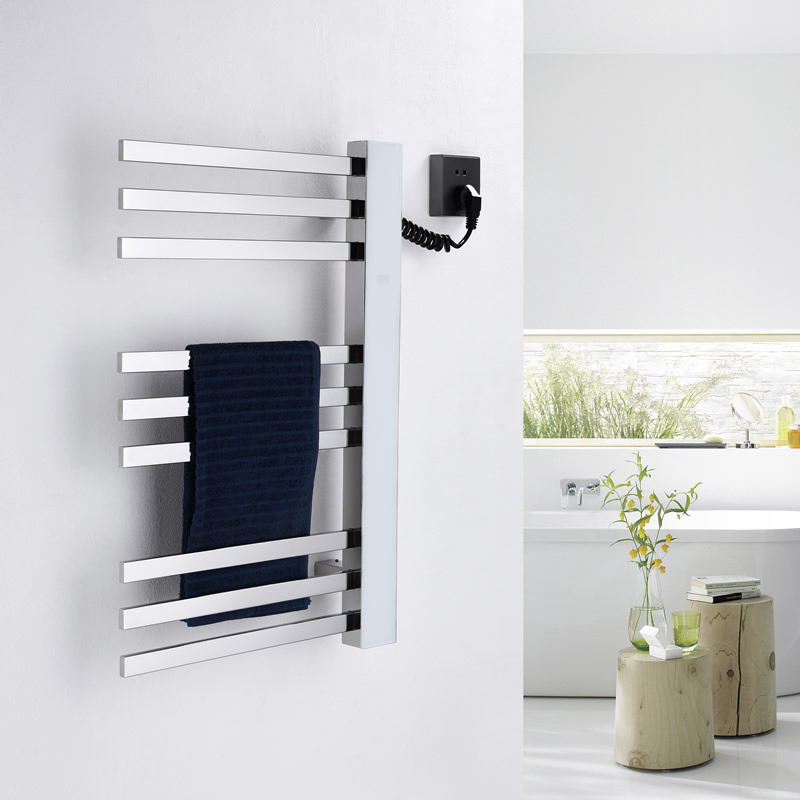 Chrome Heated Towel Rack 9 Bar