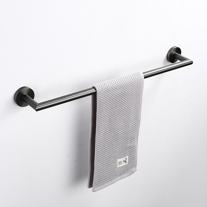 Brushed Nickel Gunmetal Bathroom Towel Rail Single