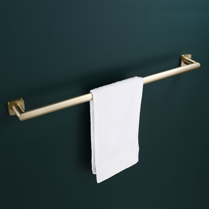 Bathroom Wall Mounted Single Towel Rail Brushed Brass