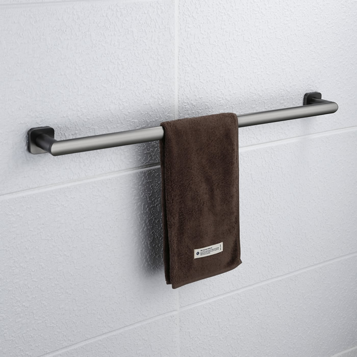 Bathroom Brass Square Bathroom Single Towel Rail Gunmetal