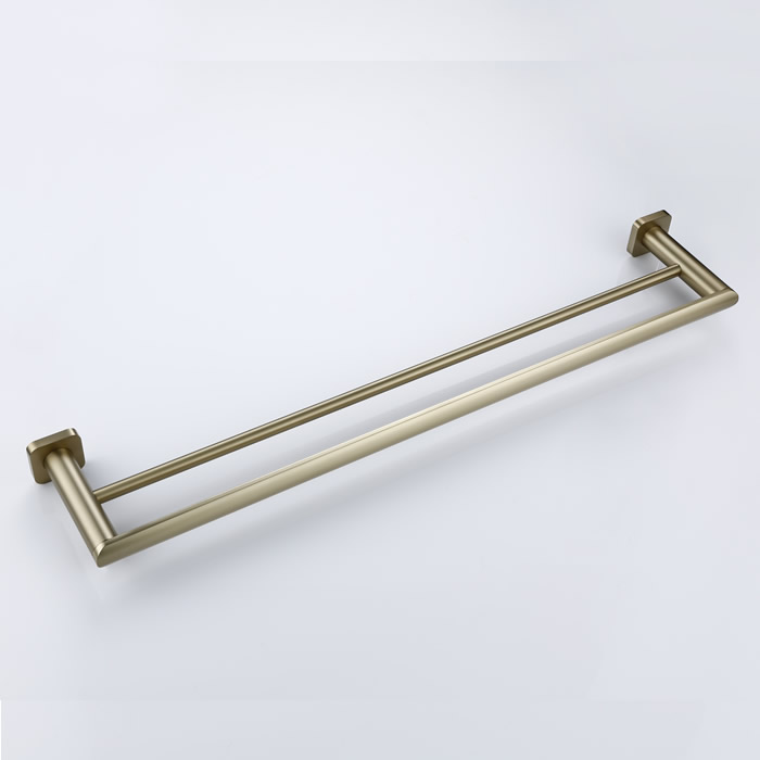 Bathroom Chrome Pleated Double Towel Rail Brushed Brass