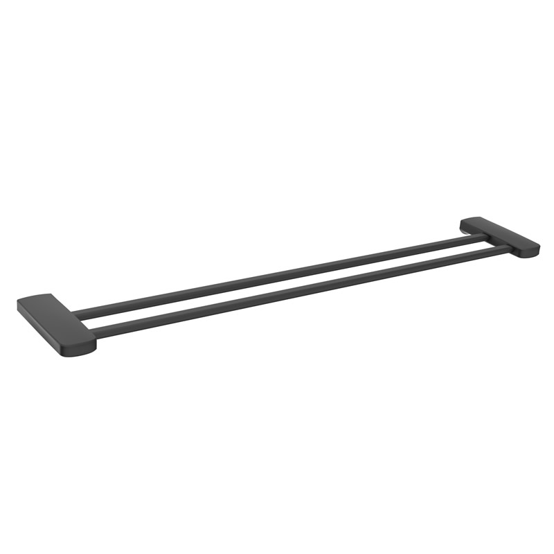 Bathroom Matte Black Plated Double Towel Rail 1912MB