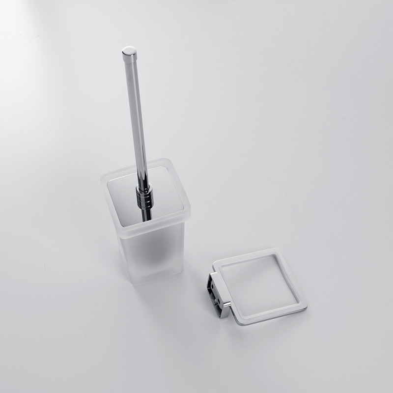 Bathroom square toilet brush holder with chrome plated