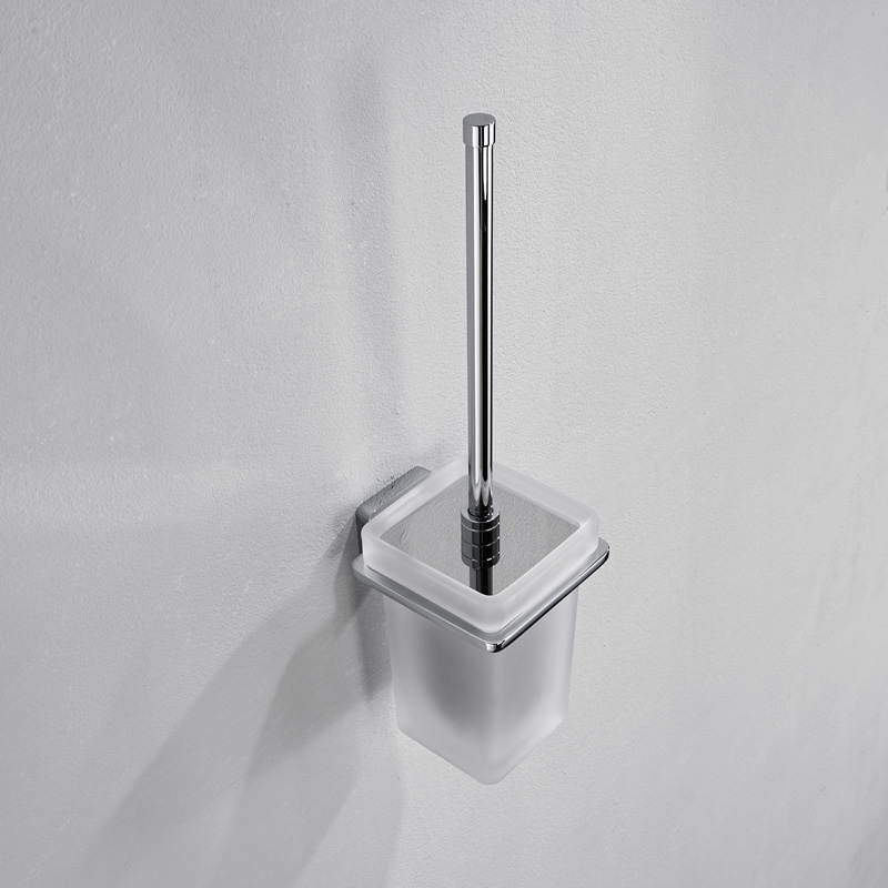 Bathroom square toilet brush holder with chrome plated