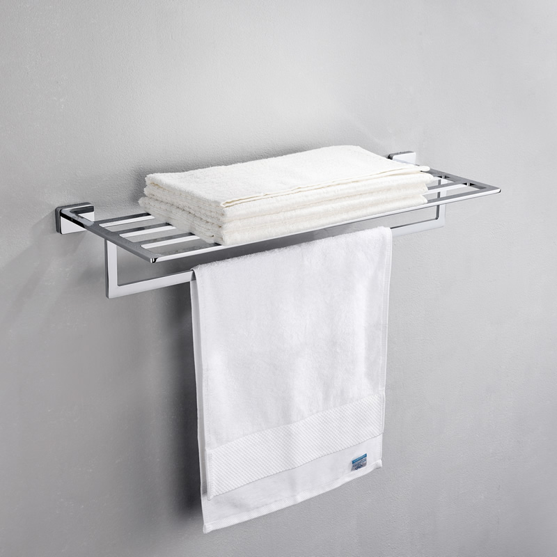 Bathroom square chrome plated towel rack and holder