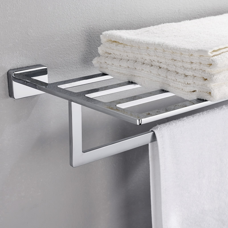 Bathroom square chrome plated towel rack and holder